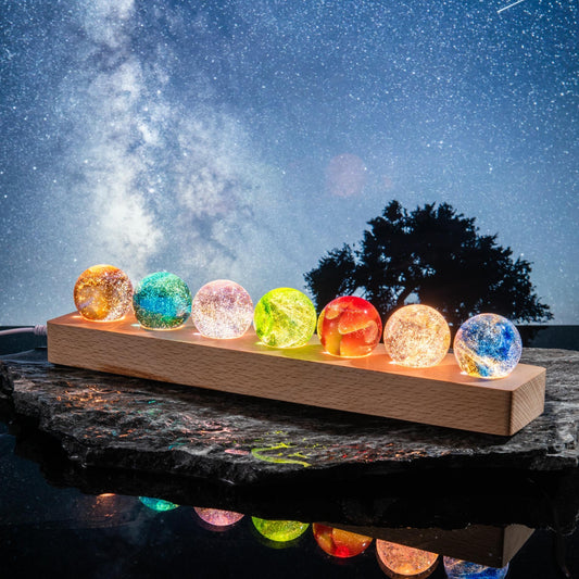 A Row of Colorful Dreamy Starlight Crystal Ball (Seven Balls)